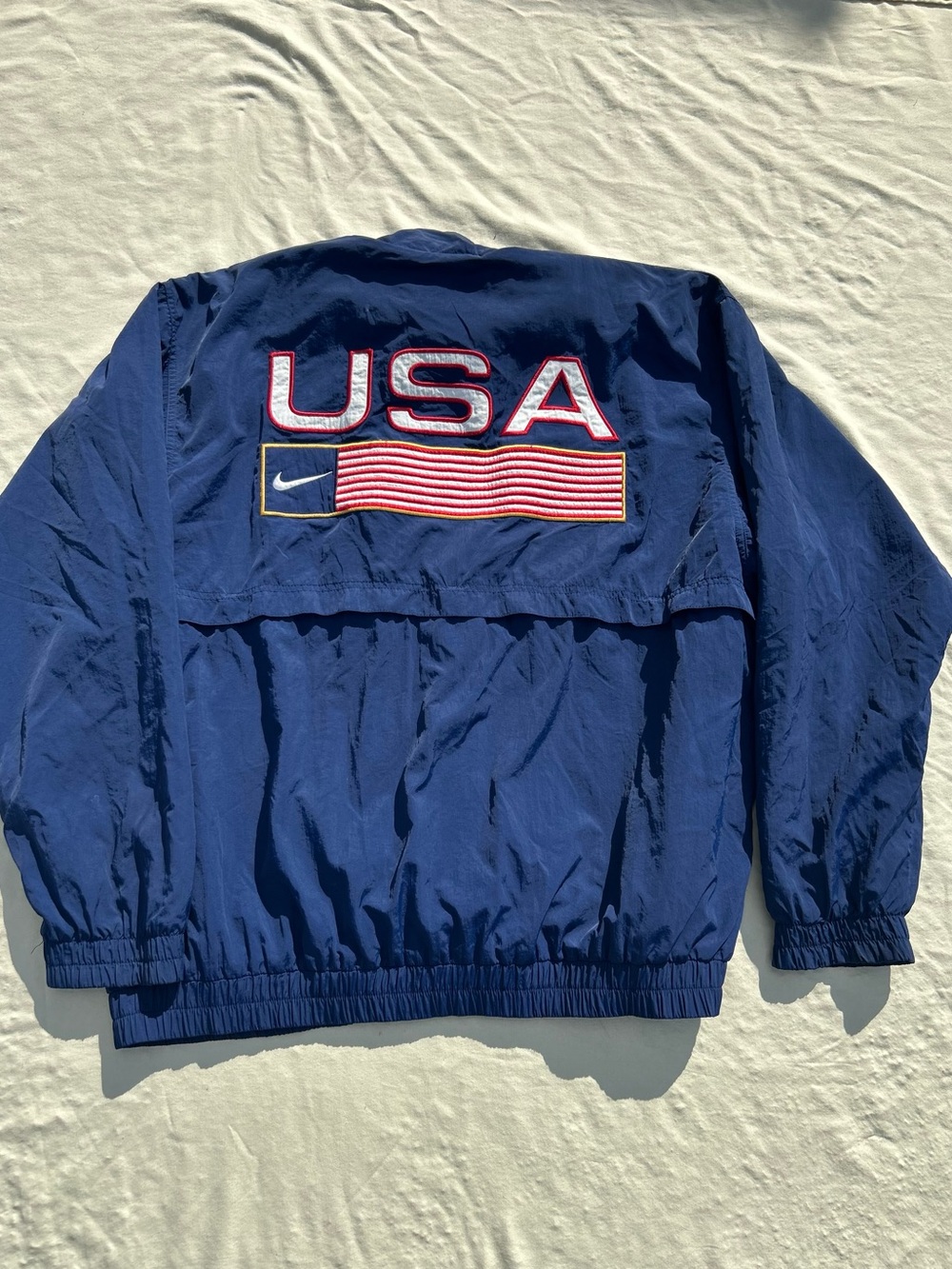 Nike Mens Navy USA Flag Windbreaker Jacket with Embroidered Patch